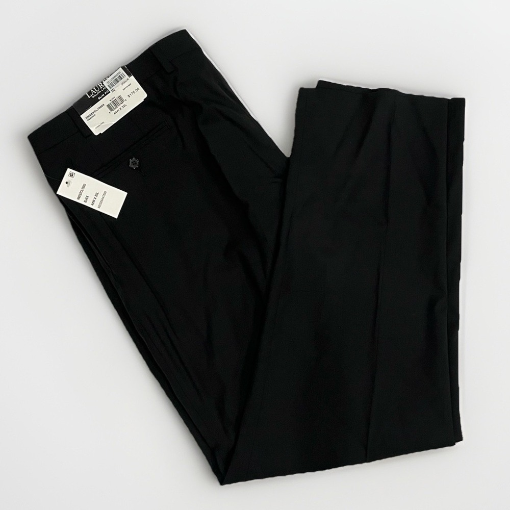 NTW Lauren Ralph Lauren Men's Dress Pants Black 100% Wool SLIM FIT 44Wx32L